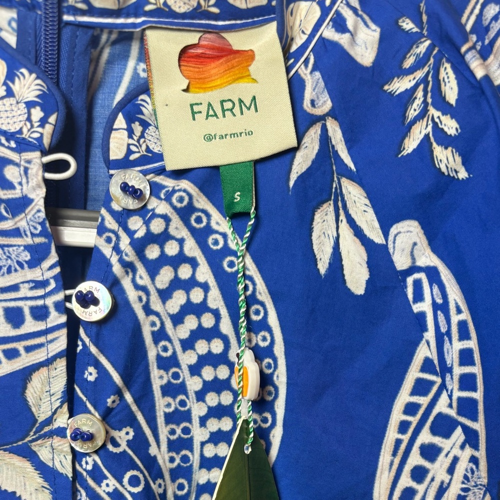 FARM Rio Blue & White Paisley Short Jumpsuit - Picture 7 of 7